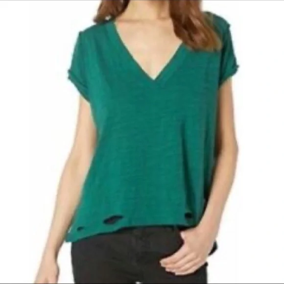 We The Free /Free People Distressed V-Neck Tee - Picture 3 of 7